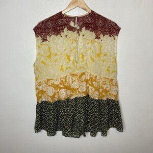 Free People Gotta Have You Mixed Print Cotton Tunic Top Women’s XS *Altered